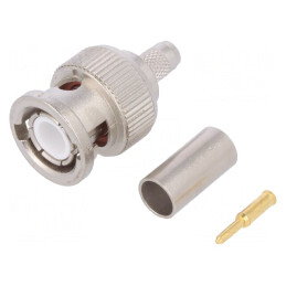 Mufă BNC Tată Drept 50Ω Crimp Aurit Pe Cabluri Polietilenă | Electronic-mag.ro | Componente Electronice