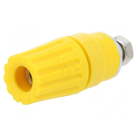 Soclu banană galben 4mm 35A 60VDC nichelat | Electronic-mag.ro | Componente Electronice