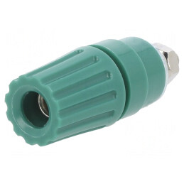 Soclu Banană Verde 4mm 35A 60VDC Poliamidă | Electronic-mag.ro | Componente Electronice