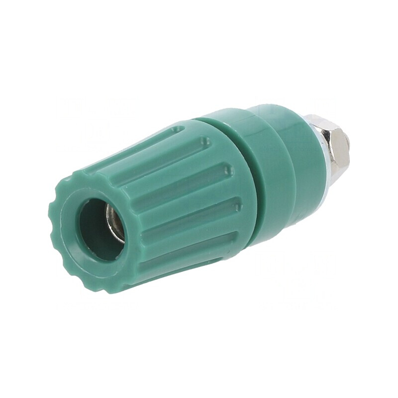 Soclu Banană Verde 4mm 35A 60VDC Poliamidă | Electronic-mag.ro | Componente Electronice