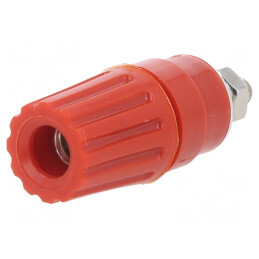 Soclu Banană 4mm 35A 60VDC Roșu Poliamidă | Electronic-mag.ro | Componente Electronice