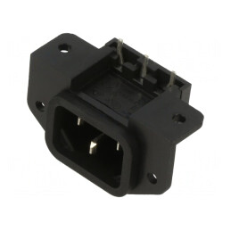 Conector Alimentare AC Soclu Tată 10A 250V IEC 60320 THT | Electronic-mag.ro | Componente Electronice