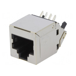 Soclu RJ45 Cat 6 Ecranat 8p8c THT în Unghi | Electronic-mag.ro | Componente Electronice