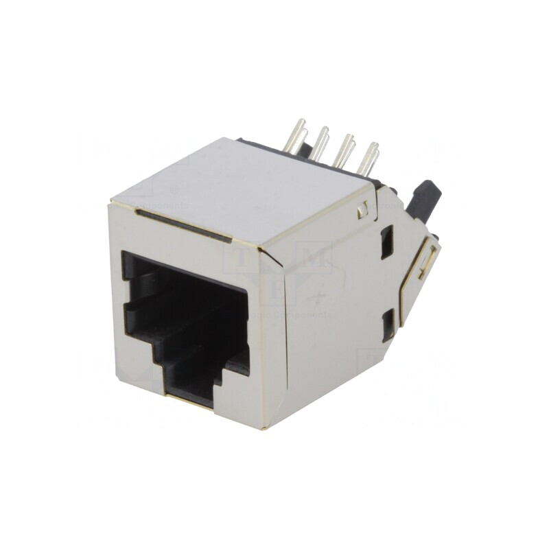 Soclu RJ45 Cat 6 Ecranat 8p8c THT în Unghi | Electronic-mag.ro | Componente Electronice