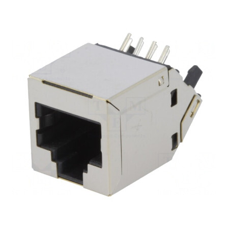 Soclu RJ45 Cat 6 Ecranat 8p8c THT în Unghi | Electronic-mag.ro | Componente Electronice