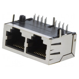 Soclu RJ45 Cat 5 8p8c THT în unghi | Electronic-mag.ro | Componente Electronice