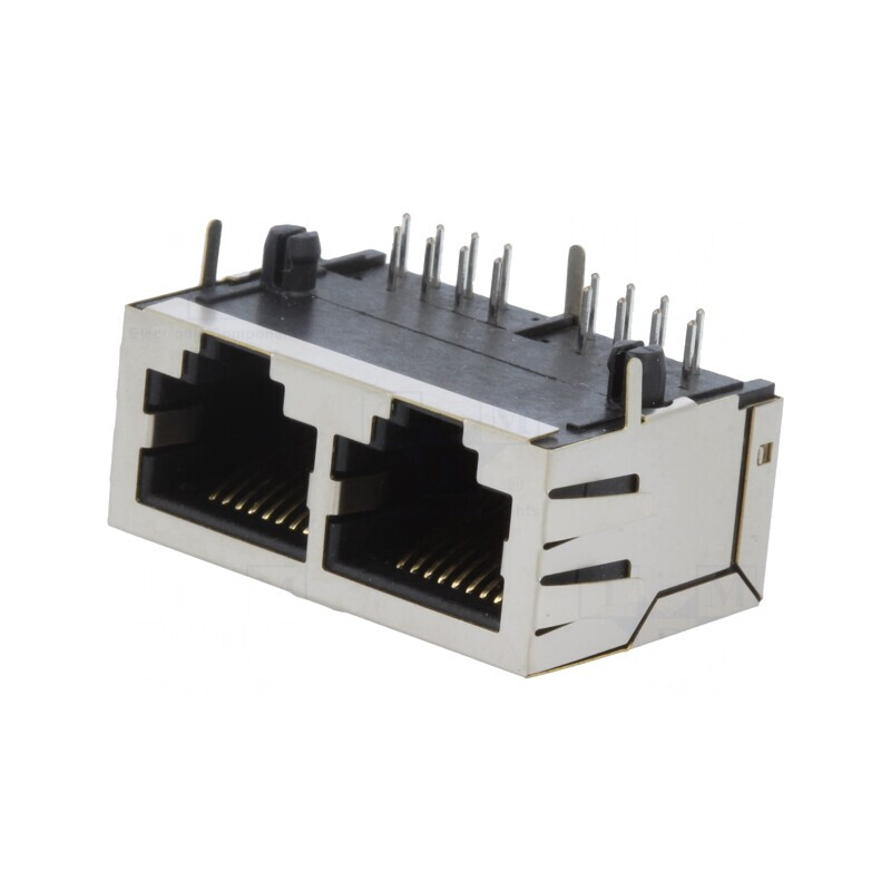 Soclu RJ45 Cat 5 8p8c THT în unghi | Electronic-mag.ro | Componente Electronice
