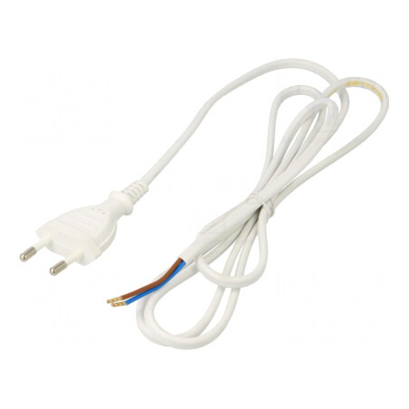 Cablu PVC Alb 2x0,75mm 1,6m 2,5A | Electronic-mag.ro | Componente Electronice
