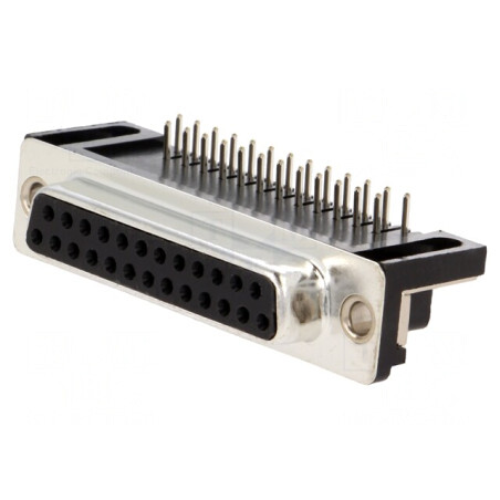Conector D-Sub 25 pini soclu mamă unghi 90° pentru PCB | Electronic-mag.ro | Componente Electronice