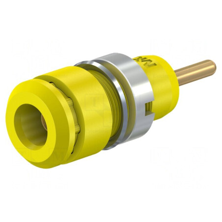 Soclu banană 2mm 10A galben aurit pentru panou | Electronic-mag.ro | Componente Electronice