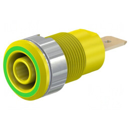 Soclu Banană 4mm 32A 1kV Galben-Verde Aurit | Electronic-mag.ro | Componente Electronice