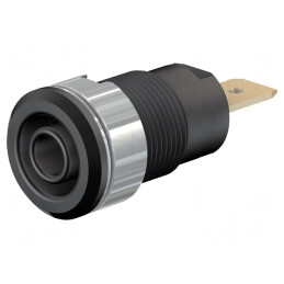 Soclu Banană 4mm 32A 1kV Negru Aurit Alamă | Electronic-mag.ro | Componente Electronice