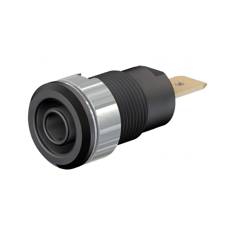 Soclu Banană 4mm 32A 1kV Negru Aurit Alamă | Electronic-mag.ro | Componente Electronice