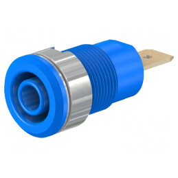 Soclu Banană 4mm Albastru Aurit 32A 1kV | Electronic-mag.ro | Componente Electronice