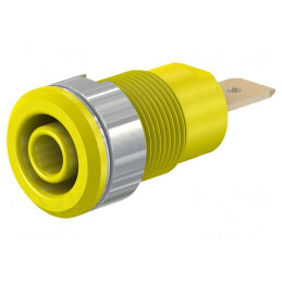 Soclu Banană 4mm 32A 1kV Galben Aurit Alamă | Electronic-mag.ro | Componente Electronice