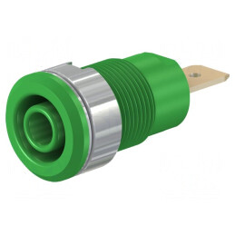 Soclu banană verde 4mm 32A 1kV alamă aurit | Electronic-mag.ro | Componente Electronice