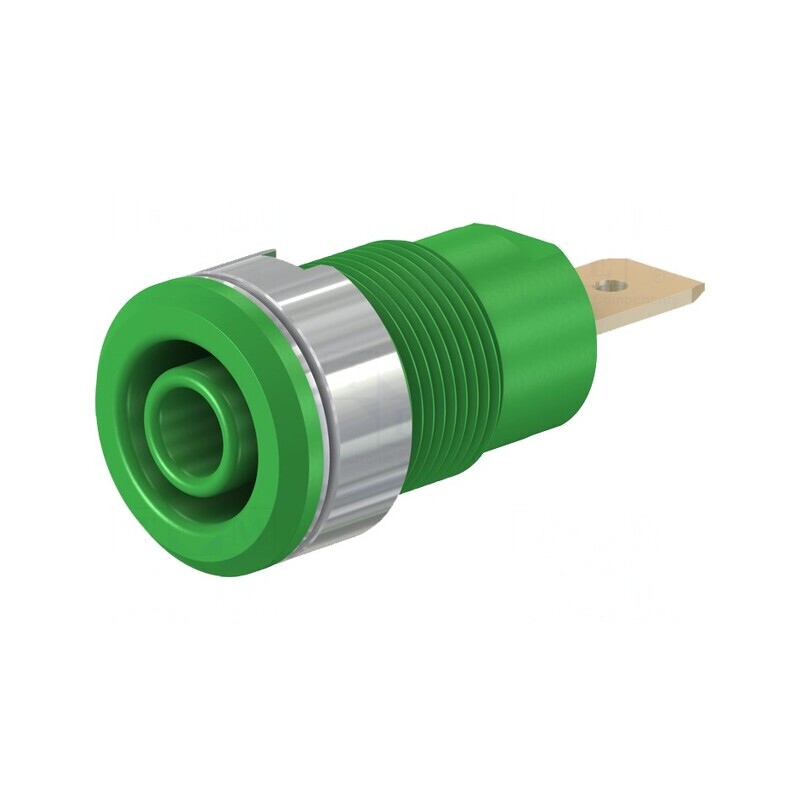 Soclu banană verde 4mm 32A 1kV alamă aurit | Electronic-mag.ro | Componente Electronice