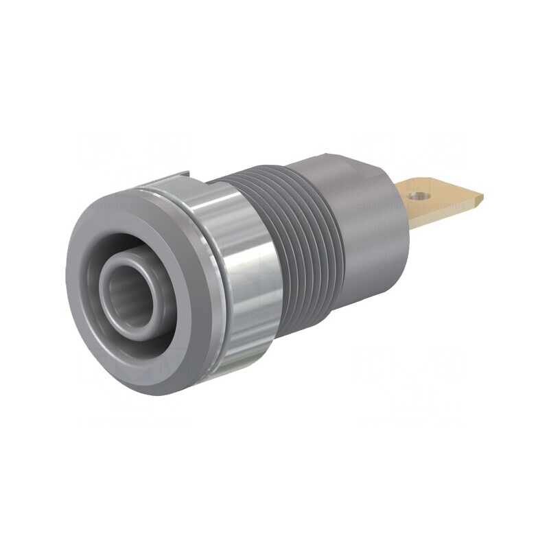 Soclu Banană 4mm 32A 1kV Gri Aurit cu Izolație | Electronic-mag.ro | Componente Electronice