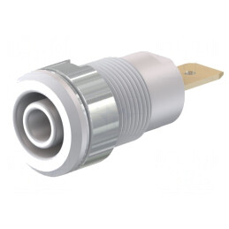 Soclu banană 4mm alb izolată aurit 32A 1kV | Electronic-mag.ro | Componente Electronice