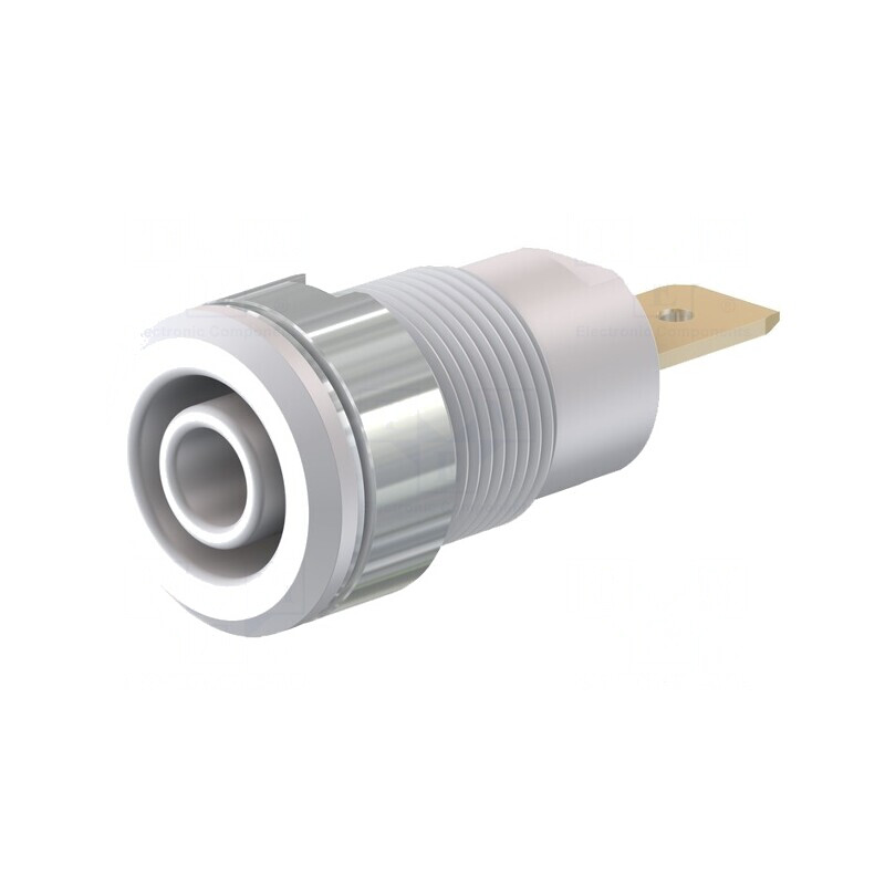 Soclu banană 4mm alb izolată aurit 32A 1kV | Electronic-mag.ro | Componente Electronice