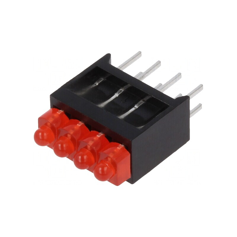 LED Carcasă Roşie 1,8mm 4 Diode 20mA 70° 1-5mcd | Electronic-mag.ro | Componente Electronice