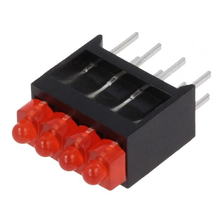 LED Carcasă Roşie 1,8mm 4 Diode 20mA 70° 1-5mcd | Electronic-mag.ro | Componente Electronice