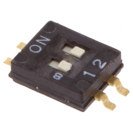 Comutator DIP-SWITCH 2 Secţiuni ON-OFF 0,025A 24VDC | Electronic-mag.ro | Componente Electronice