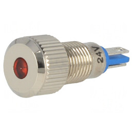 Lampă LED plată portocalie 24VDC Ø8mm IP67 alamă