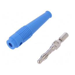 Mufă Banană 4mm Albastră 32A 69mm | Electronic-mag.ro | Componente Electronice
