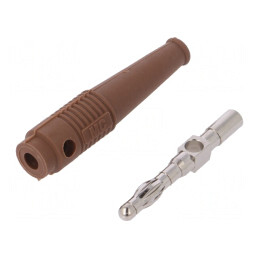 Mufă banană 4mm 32A maro neizolat cu soclu transversal | Electronic-mag.ro | Componente Electronice
