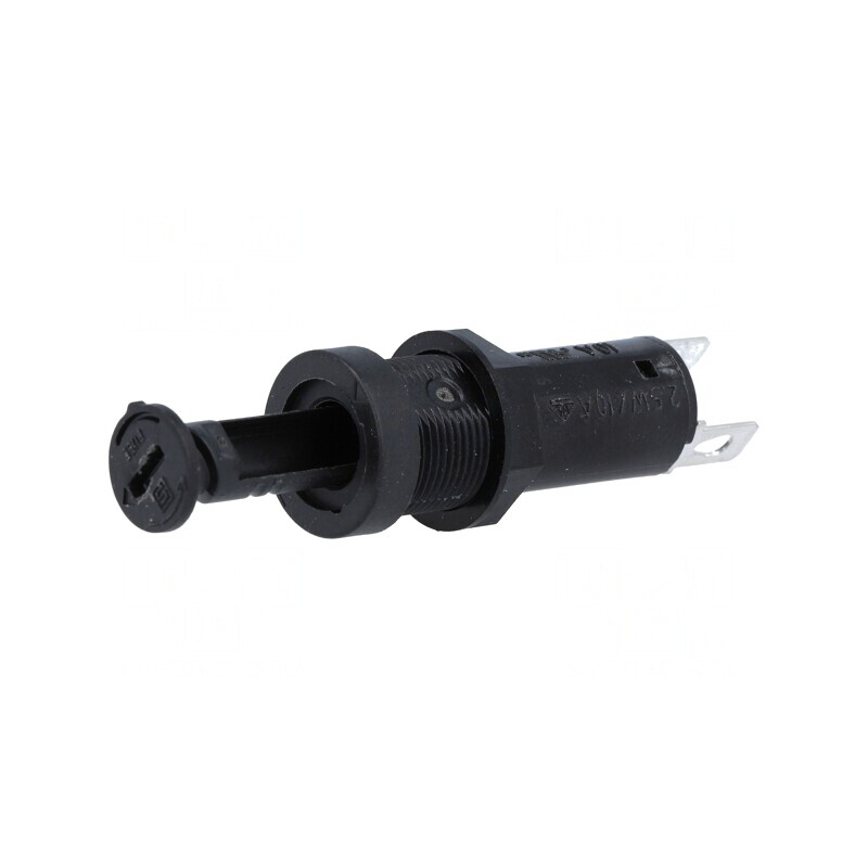 Clemă siguranțe cilindrice 10A 250VAC neagră | Electronic-mag.ro | Componente Electronice