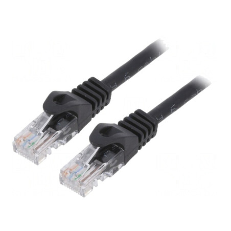 Patch cord UTP Cat6 CCA PVC Negru 5m | Electronic-mag.ro | Componente Electronice