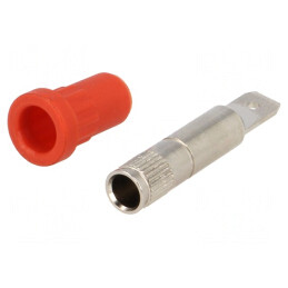 Soclu Banană 4mm 24A 70VDC Roșu Panou | Electronic-mag.ro | Componente Electronice