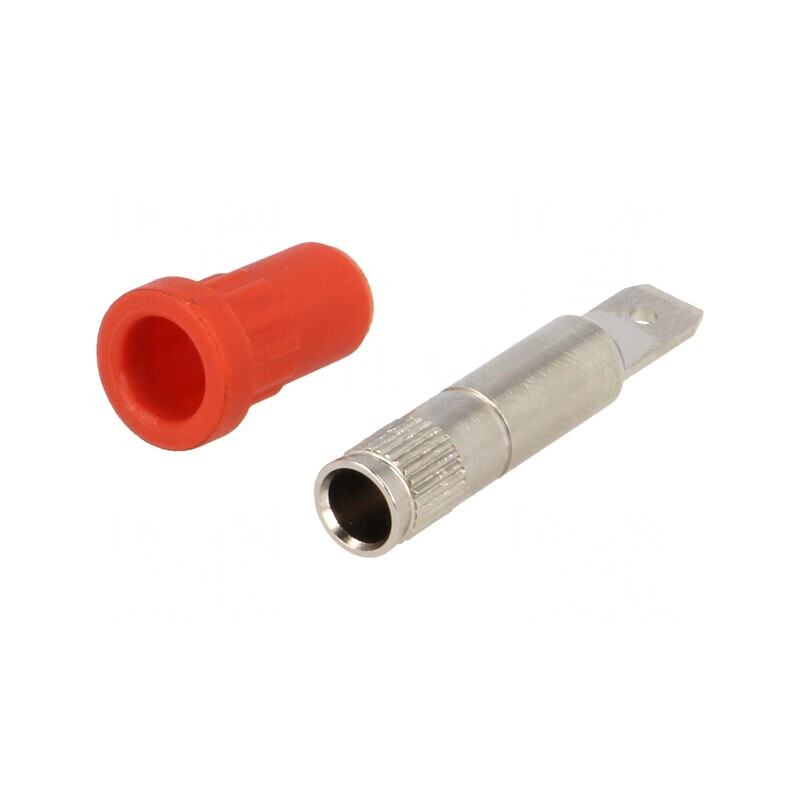 Soclu Banană 4mm 24A 70VDC Roșu Panou | Electronic-mag.ro | Componente Electronice