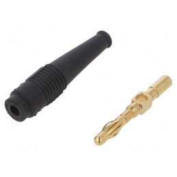 Mufă banană neagră 4mm 32A aurit 69mm | Electronic-mag.ro | Componente Electronice