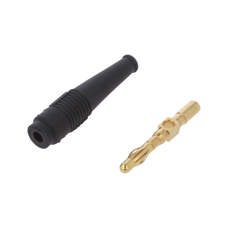 Mufă banană neagră 4mm 32A aurit 69mm | Electronic-mag.ro | Componente Electronice