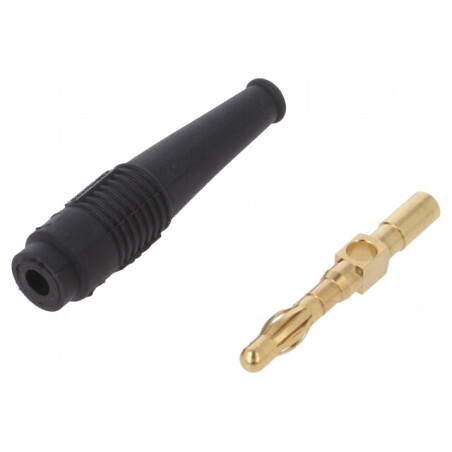 Mufă banană neagră 4mm 32A aurit 69mm | Electronic-mag.ro | Componente Electronice