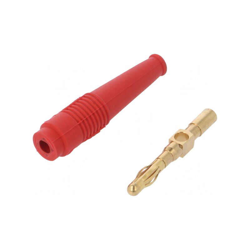 Mufă Banană 4mm 32A Roșie Aurită 69mm | Electronic-mag.ro | Componente Electronice