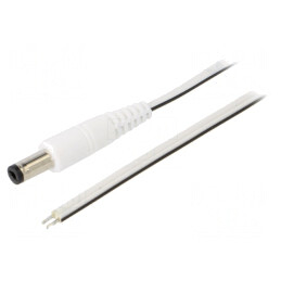 Cablu Alb 2x0,5mm2 DC 5,5/2,1 Mufă Drept 1,5m | Electronic-mag.ro | Componente Electronice