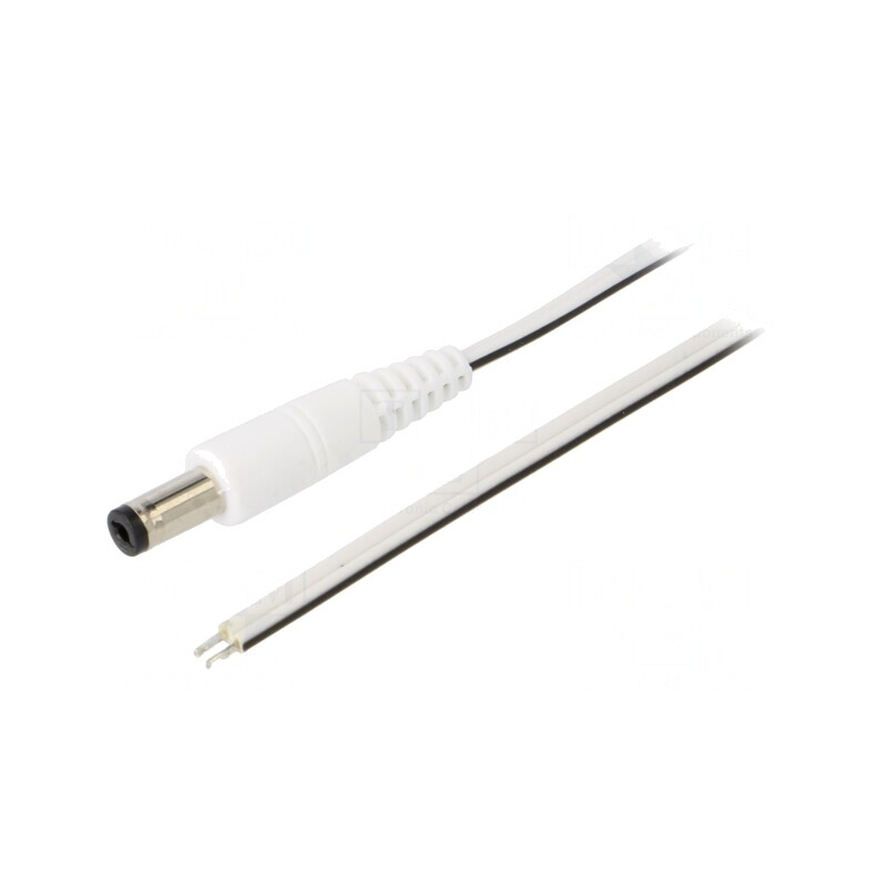 Cablu Alb 2x0,5mm2 DC 5,5/2,1 Mufă Drept 1,5m | Electronic-mag.ro | Componente Electronice