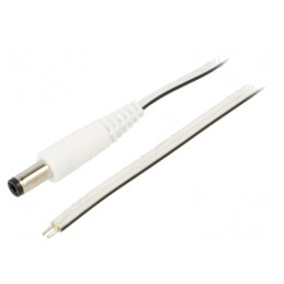 Cablu Alb 2x0,5mm2 cu Mufă DC 5,5/2,5 1,5m | Electronic-mag.ro | Componente Electronice
