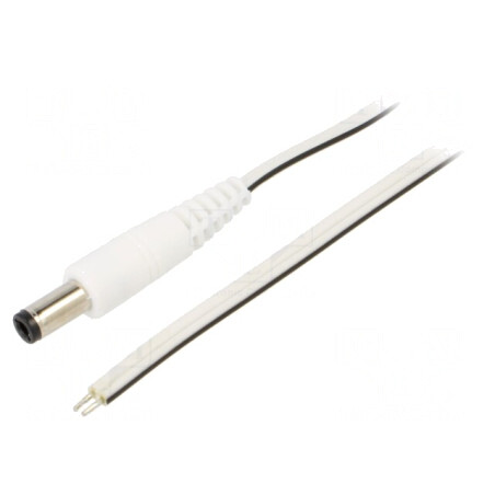 Cablu Alb 2x0,5mm2 cu Mufă DC 5,5/2,5 1,5m | Electronic-mag.ro | Componente Electronice