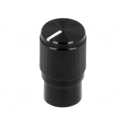 Buton rotativ cu indicator negru 6mm aluminiu și plastic