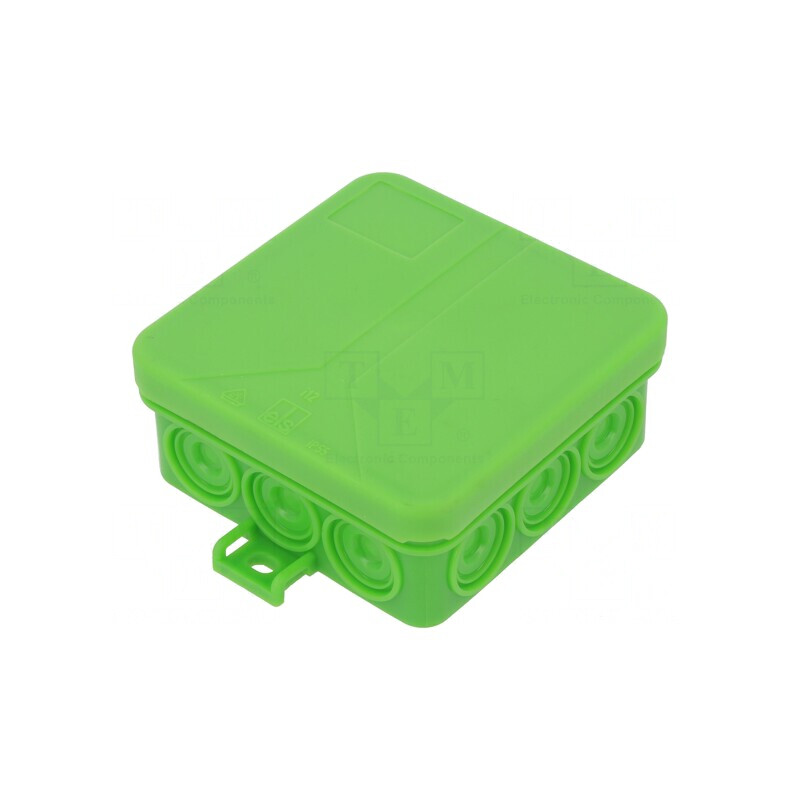Carcasă Conexiuni IP55 Verde 85x85x37mm | Electronic-mag.ro | Componente Electronice