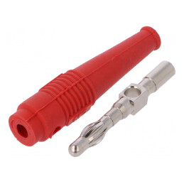 Mufă banană 4mm roșie 32A neizolată cu soclu transversal | Electronic-mag.ro | Componente Electronice