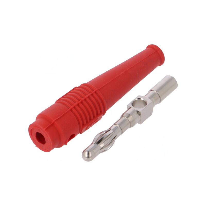 Mufă banană 4mm roșie 32A neizolată cu soclu transversal | Electronic-mag.ro | Componente Electronice