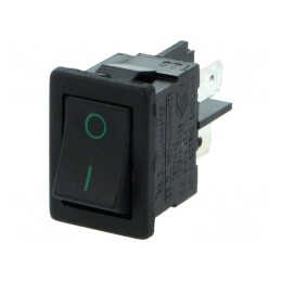 "Comutator Rocker SPST ON-OFF 10A/250V Negru-Verde" | Electronic-mag.ro | Componente Electronice