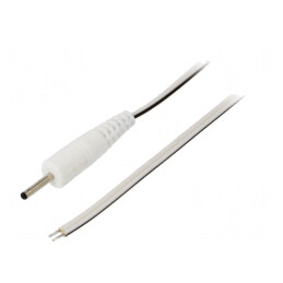 Cablu DC Alb cu Mufă Dreaptă 1,5m | Electronic-mag.ro | Componente Electronice