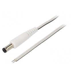 Cablu Alb 1,5m 2x0,35mm2 DC 5,5/1,7 Mufă Drept | Electronic-mag.ro | Componente Electronice