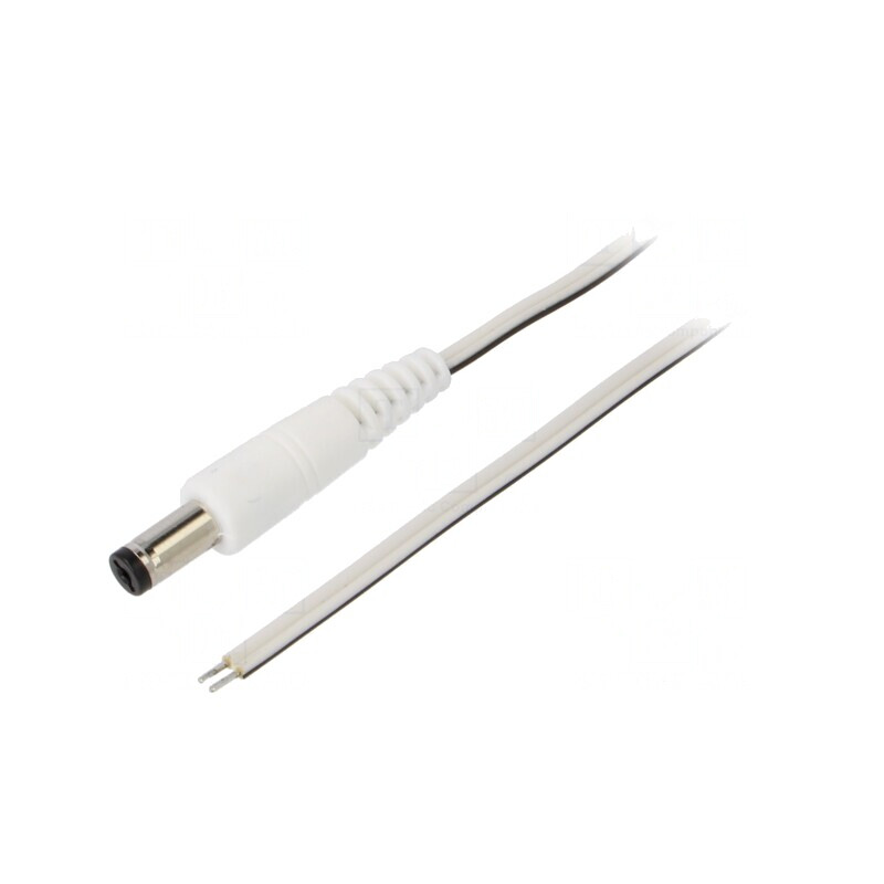 Cablu Alb 1,5m 2x0,35mm2 DC 5,5/1,7 Mufă Drept | Electronic-mag.ro | Componente Electronice